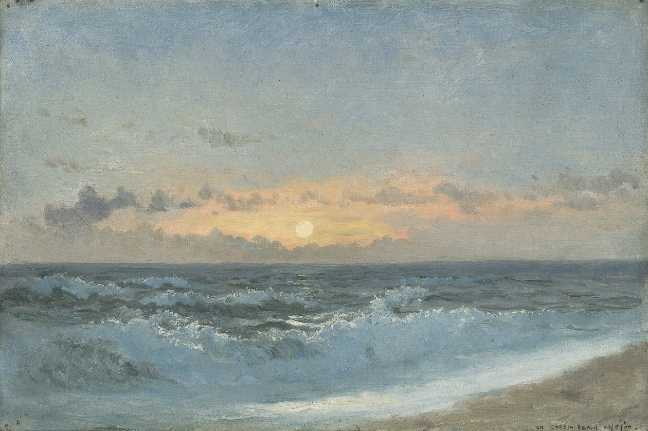 Solnedgang over havet, 1900 av William Pye