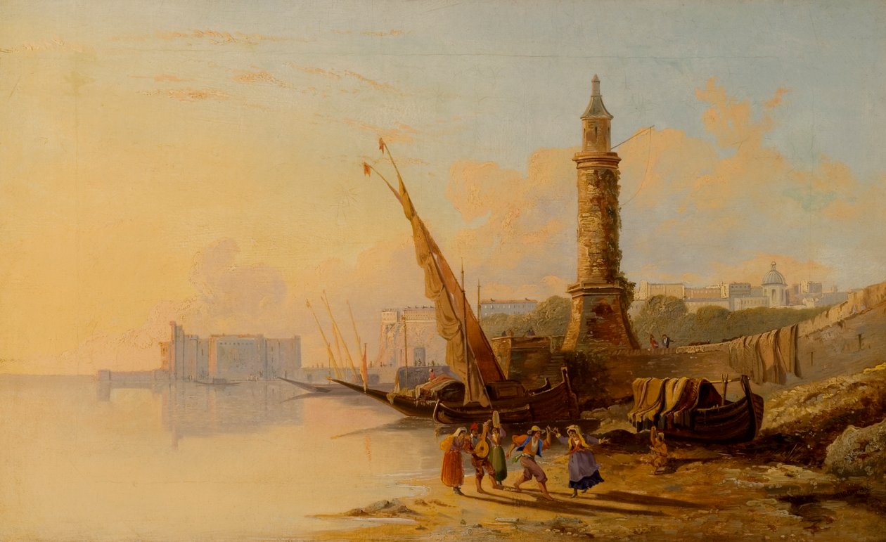 Italiensk kystscene av William Raymond Dommerson