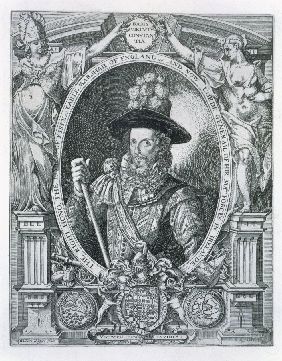 Portrett av Robert Devereux (1566-1601) 2. jarl av Essex, til minne om hans Lord Lieutenancy of Ireland, 1599 av William Rogers