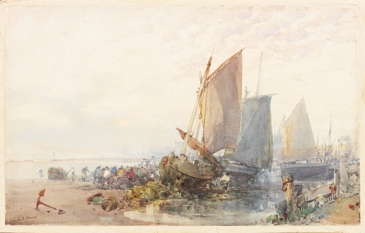 Fiskebåter (akvarell på papir) av William Roxby Beverly