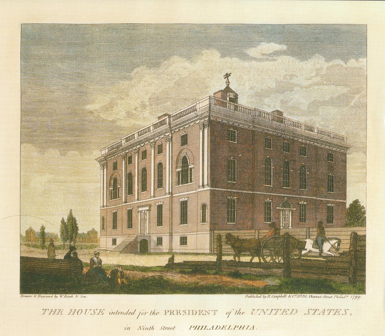Huset var beregnet på presidenten i USA, i Ninth Street Philadelphia av William Russell Birch