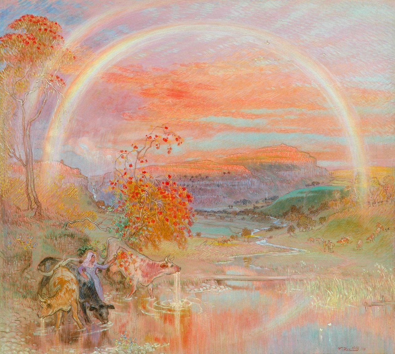 The Rainbow, Malhamdale, 1918 (olje på papir) av William Shackleton