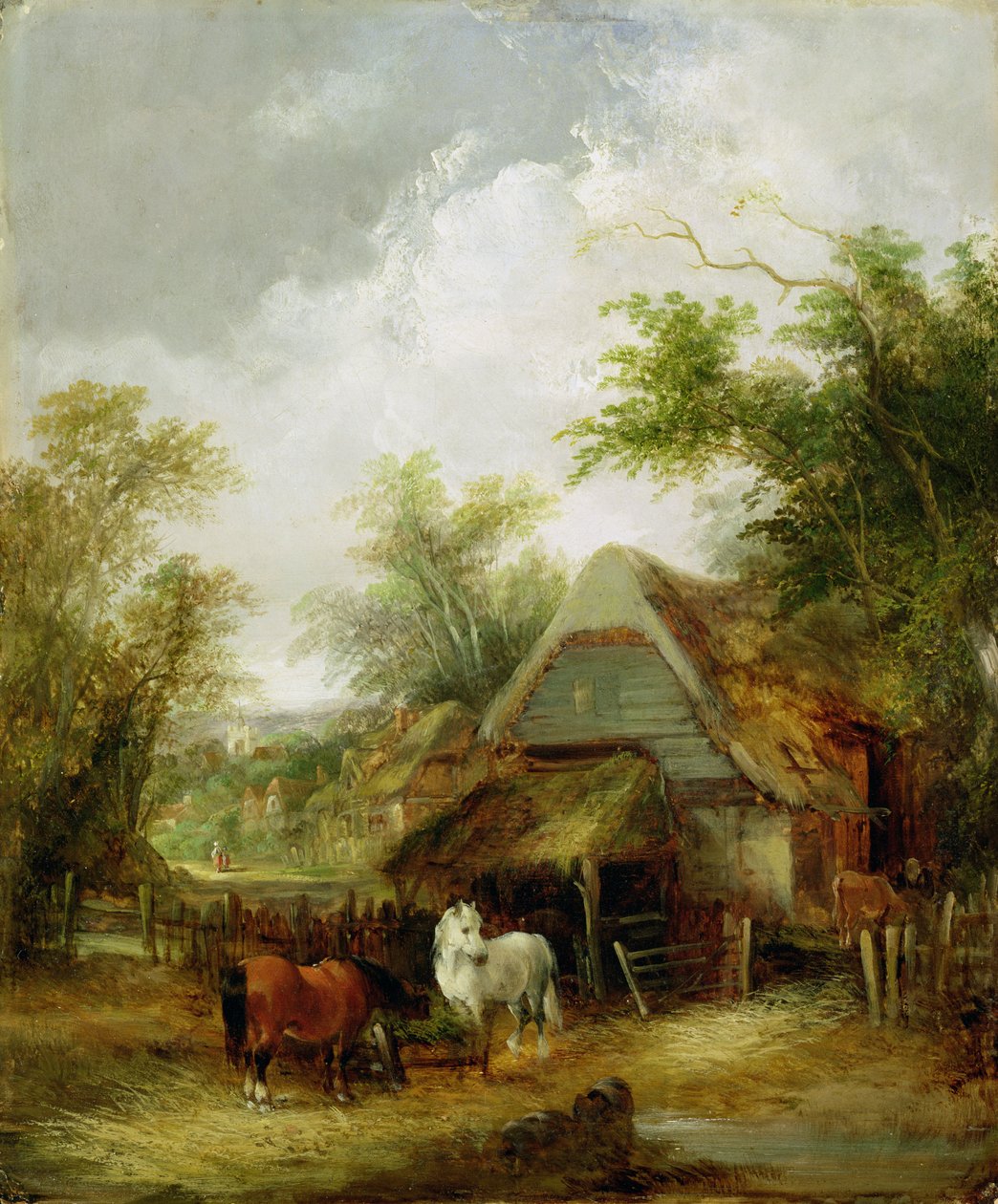 Gårdstun scene av William Snr. Shayer
