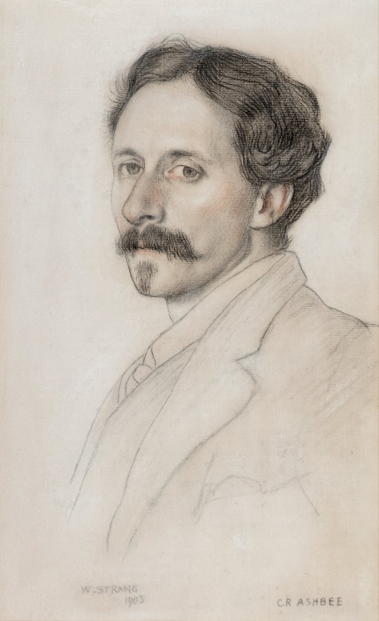 Portrett av Charles Robert Ashbee (1863-1942) 1903 (kull og kritt) av William Strang