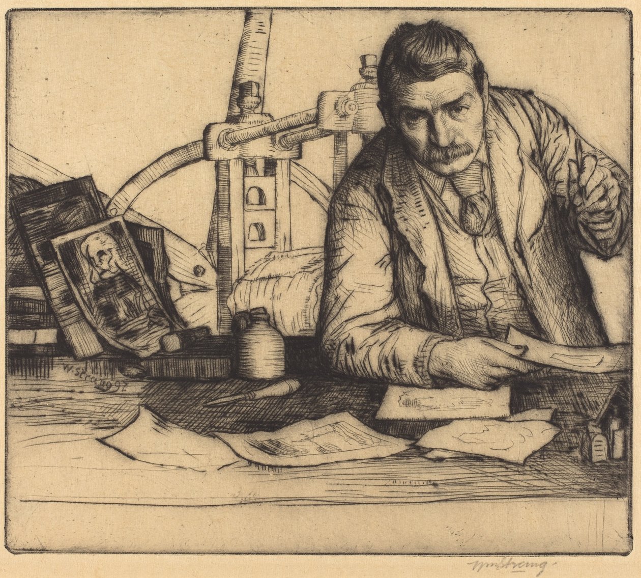Selvportrett, 1897 (tørrpunkt) av William Strang