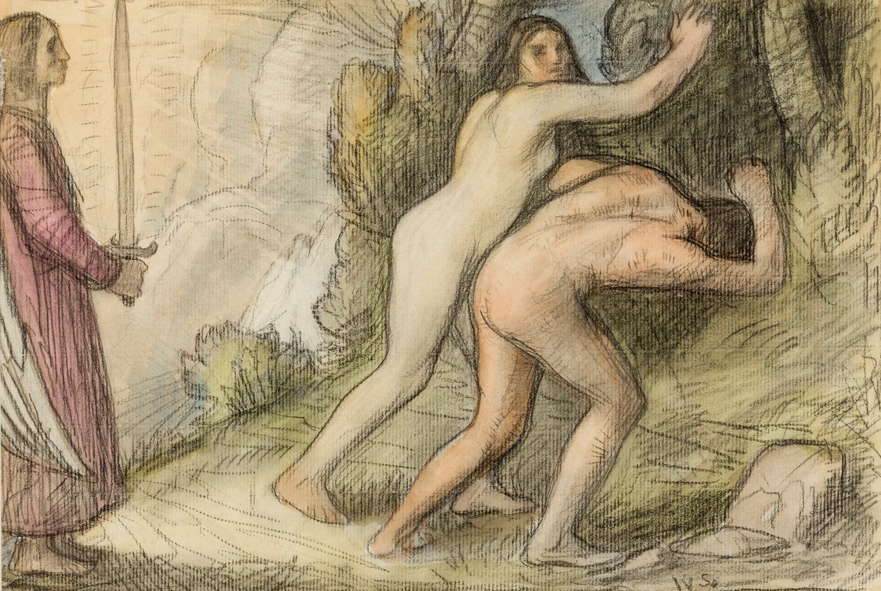 Utvisningen, 1901 (kritt og wc på papir) av William Strang