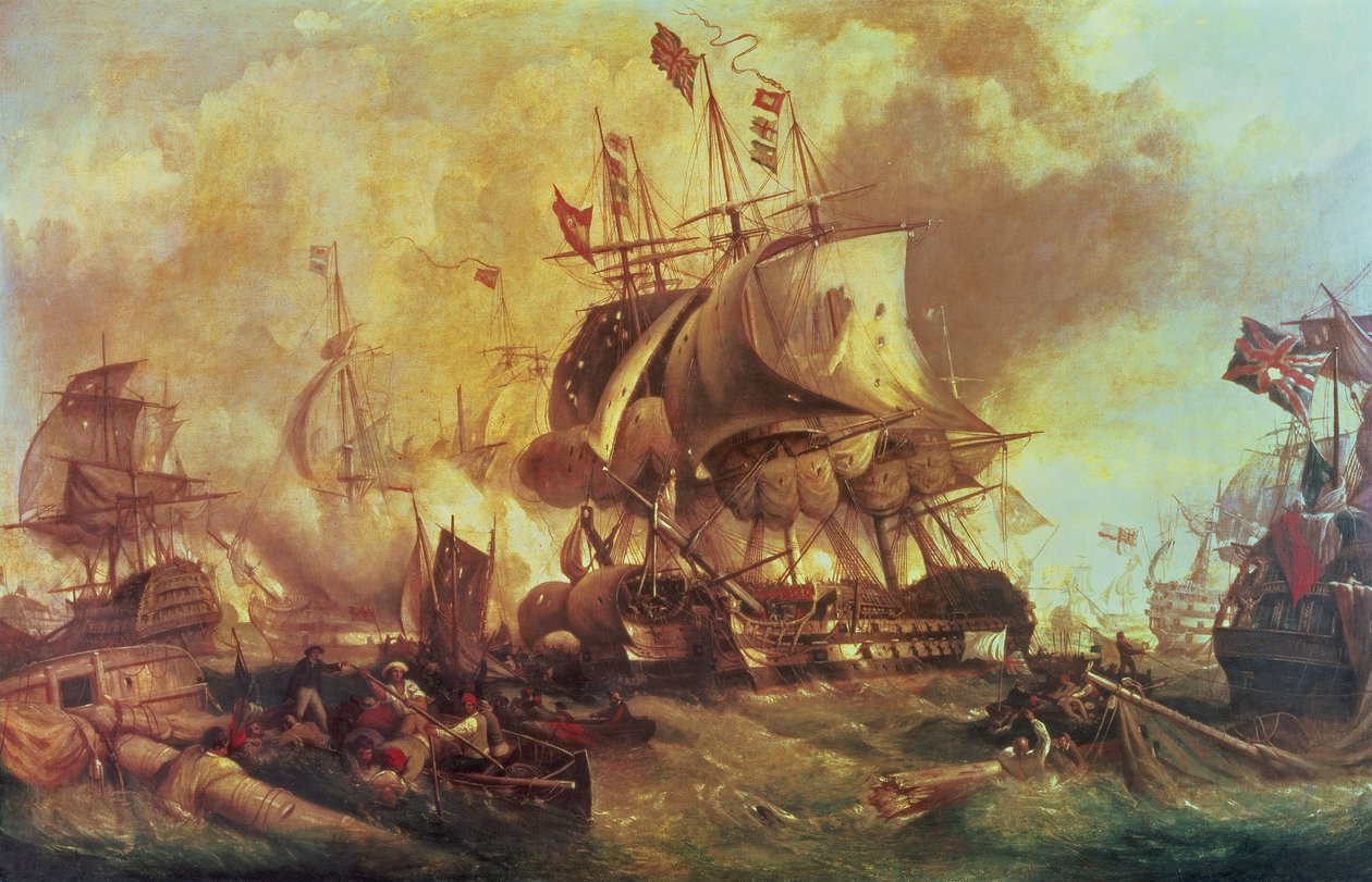 Slaget ved Trafalgar, 1805, ca. 1848 olje på lerret av William Stuart