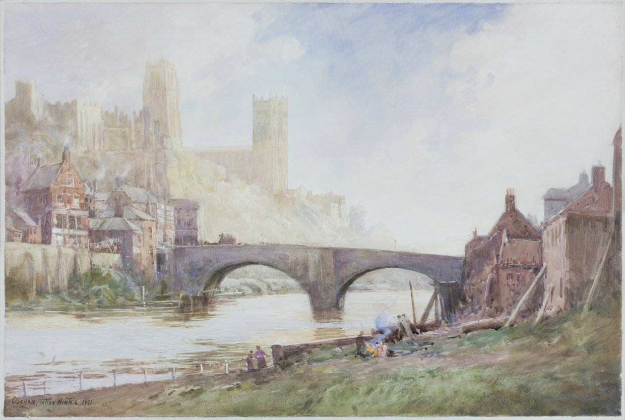 Durham (1921) (blyant og akvarell på papir (limt på kort)) av William Tatton Winter