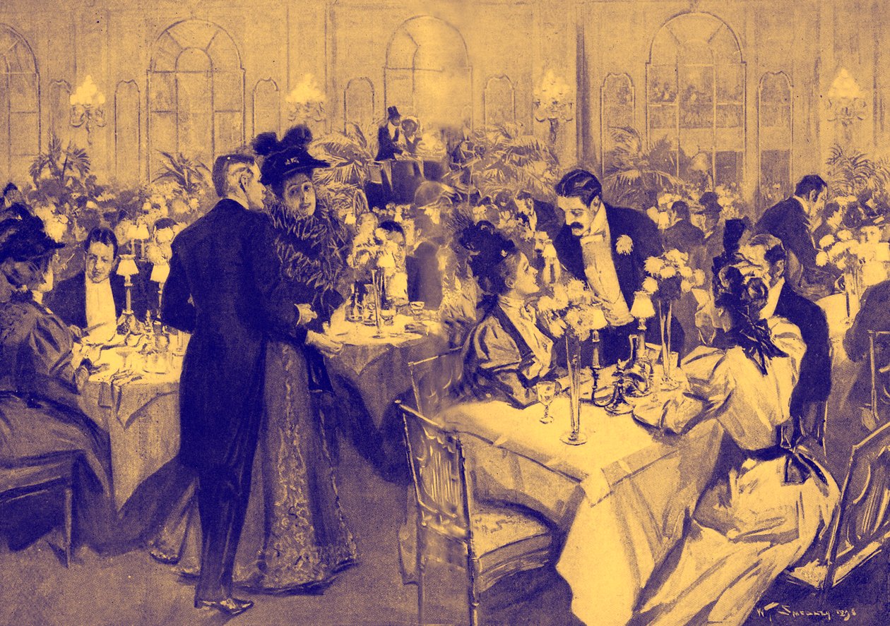 Medlemmer av høysamfunnet på Waldorf Hotel, 1896 av William Thomas Smedley