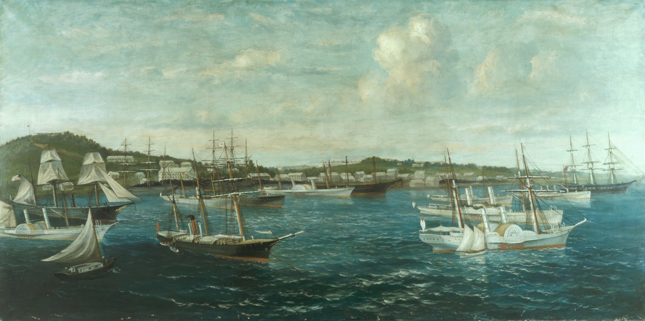 Blokadeløpere i havn ved St. George, Bermuda, ca. 1861-65 av William Torgerson