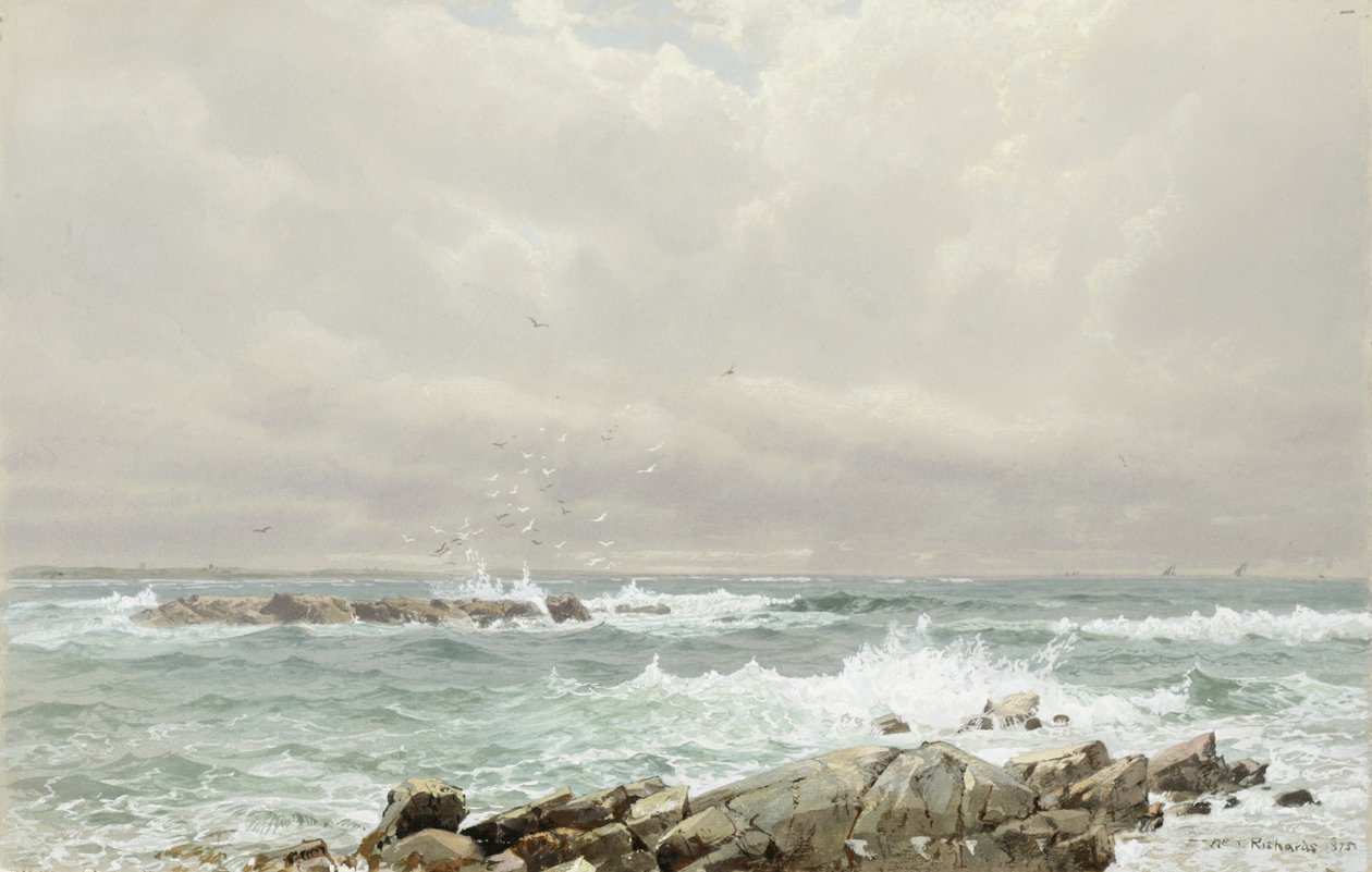 Seascape, 1875 (wc og gouache på kremvevet papir) av William Trost Richards