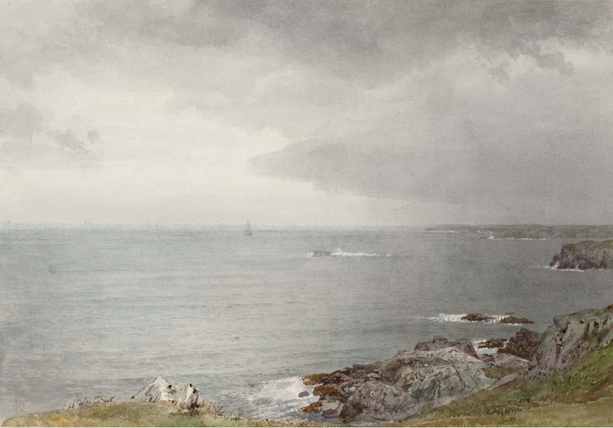 The Coming Rain, Narragansett Bay, ca. 1874-80 (wc på off-white vevd papir) av William Trost Richards