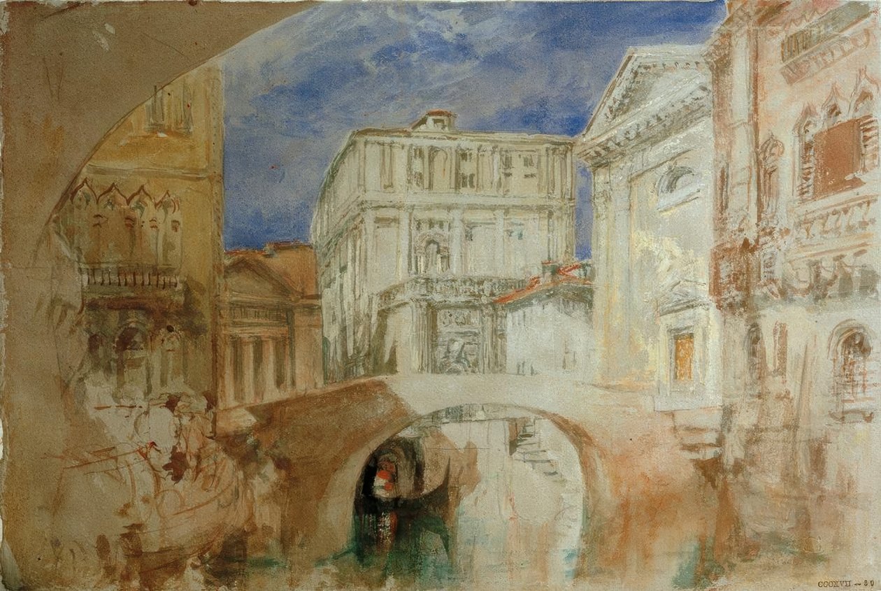 San Luca-kirken og baksiden av Palazzo Grimani av Joseph Mallord William Turner