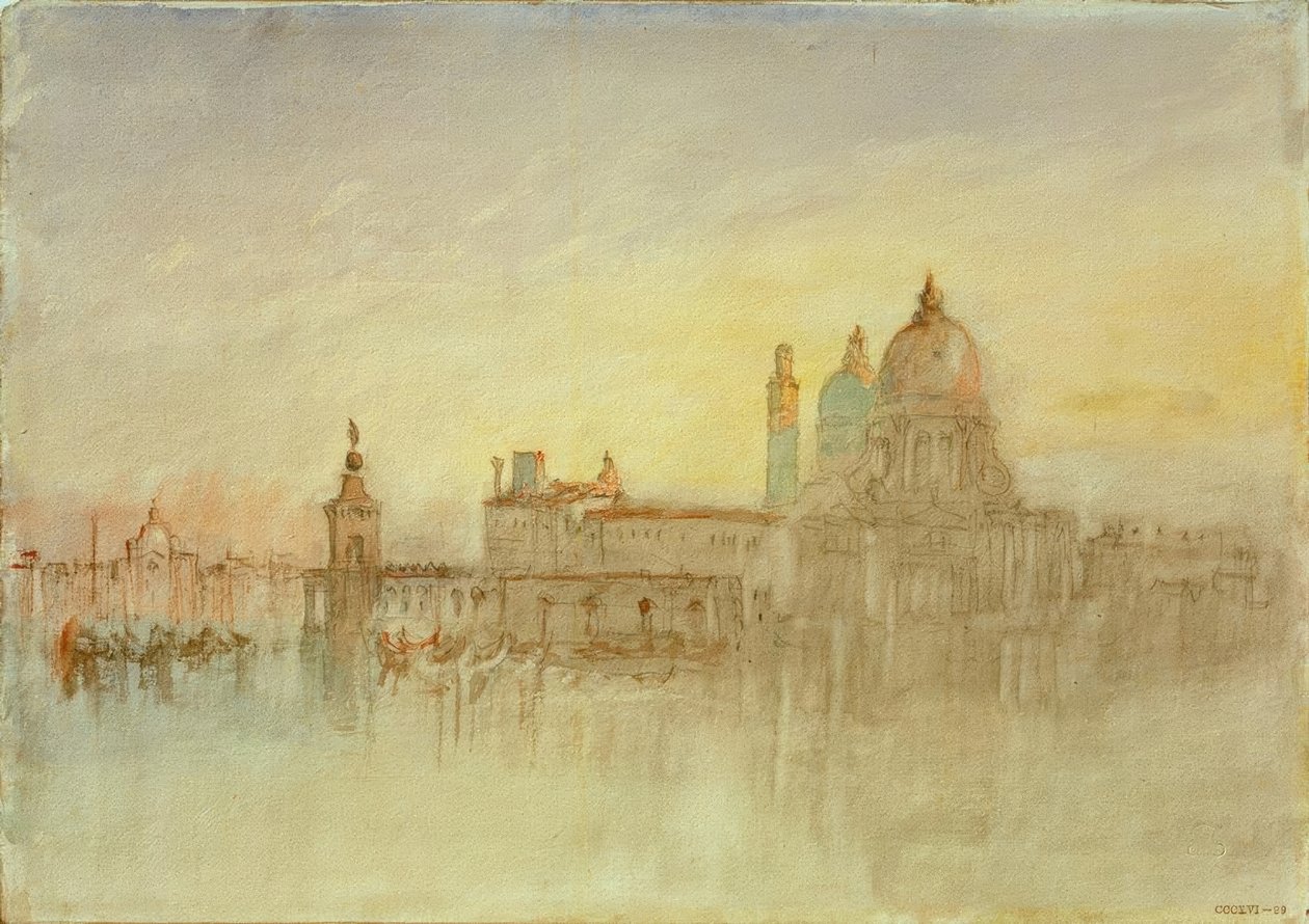 Punta della Dogana og Santa Maria della Salute på Twi av Joseph Mallord William Turner