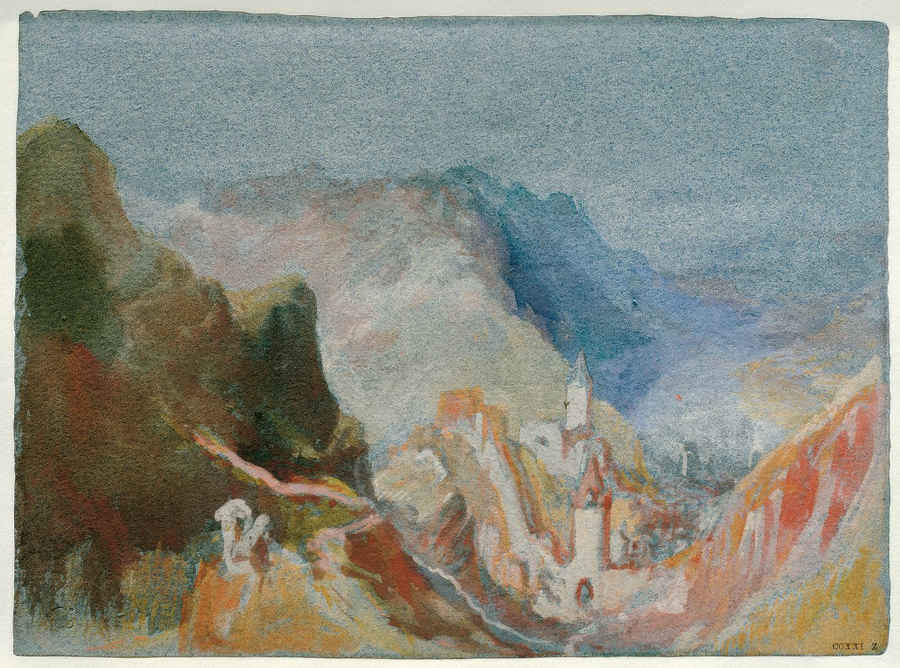 Trarbach sett fra Grevenburg av Joseph Mallord William Turner
