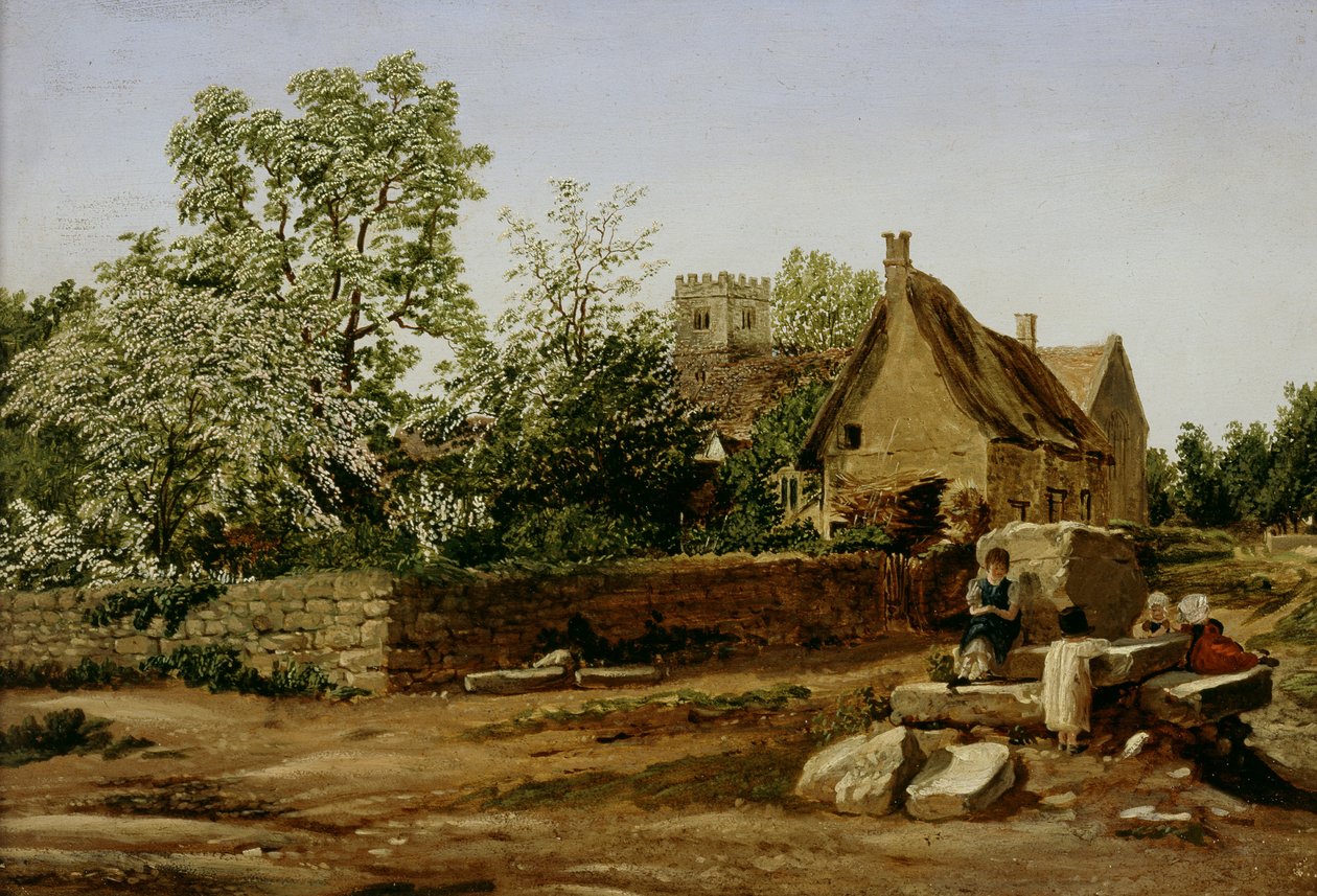 Utsikt over Marston, nær Oxford (olje på kvernbrett) av Joseph Mallord William Turner