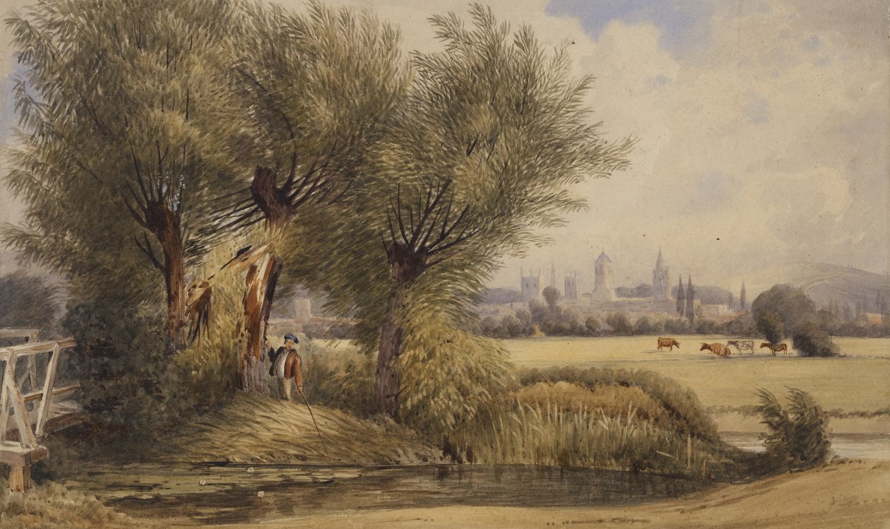 Utsikt over Oxford fra elven (akvarell på papir) av Joseph Mallord William Turner