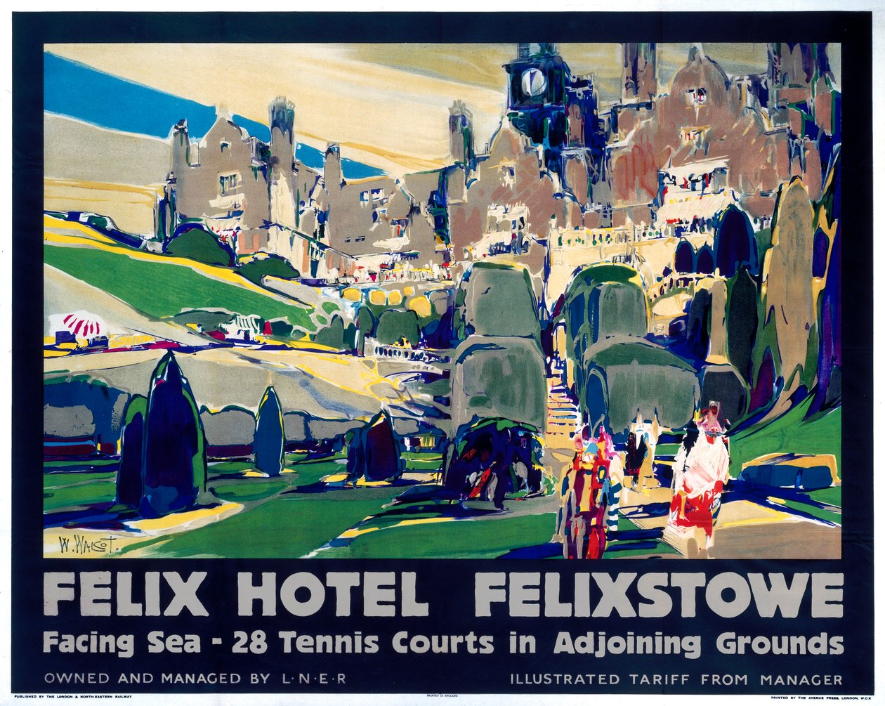 Felix Hotel, Felixstowe, plakat som annonserer London og North Eastern Railway, 1928 av William Walcot