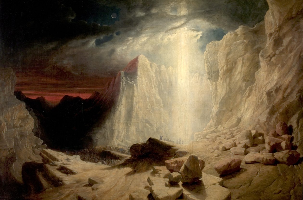 Israelittene ledet av Ildstøtten om natten, ca. 1845 av William West