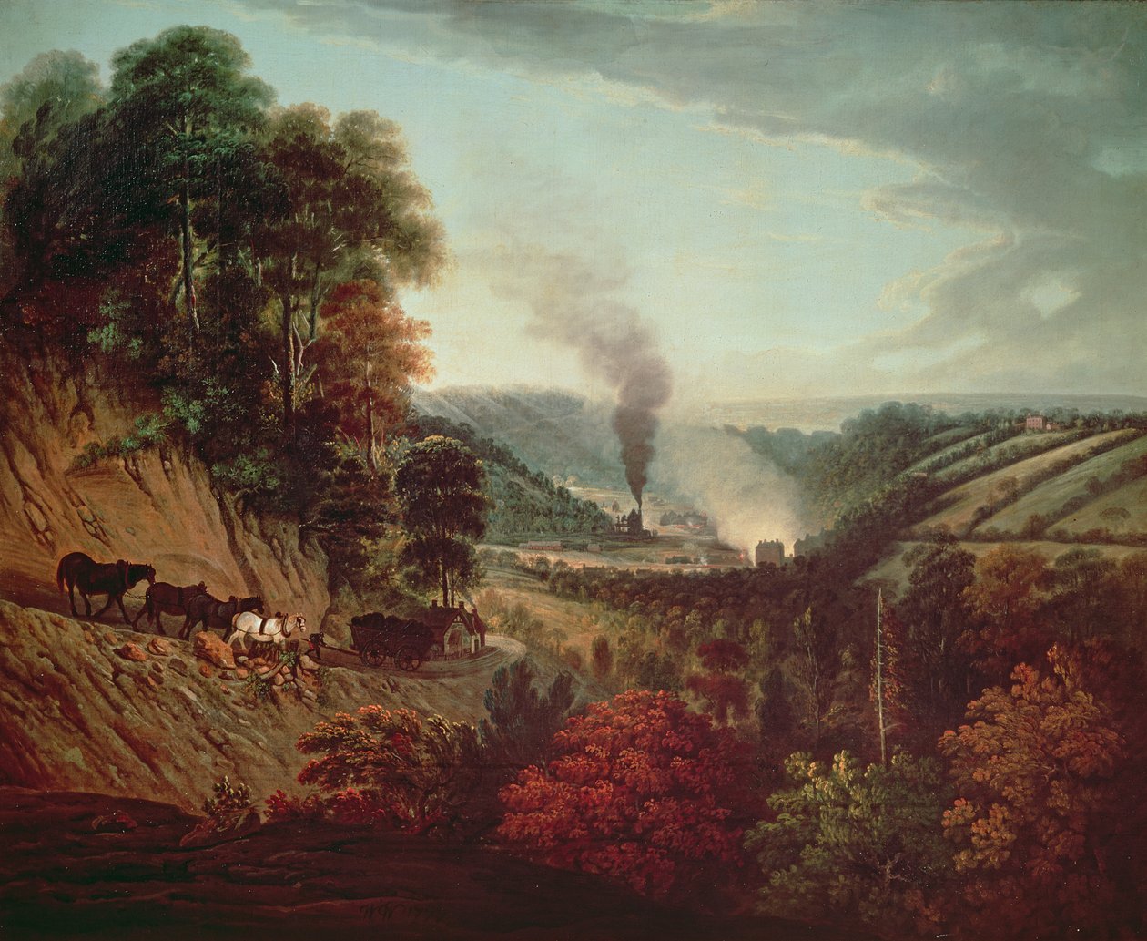 Morgenutsikt over Coalbrookdale, 1777 av William Williams