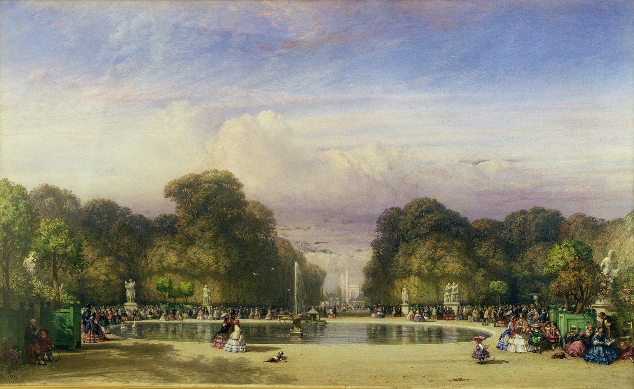 Tuileriene, med Triumfbuen i det fjerne, 1858 av William Wyld