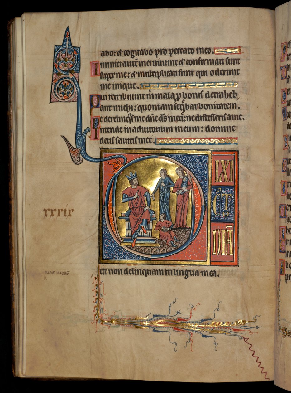Ms 322 f.41v, Salme 38, initial D, Judgment of Salomon, illustrasjon fra 