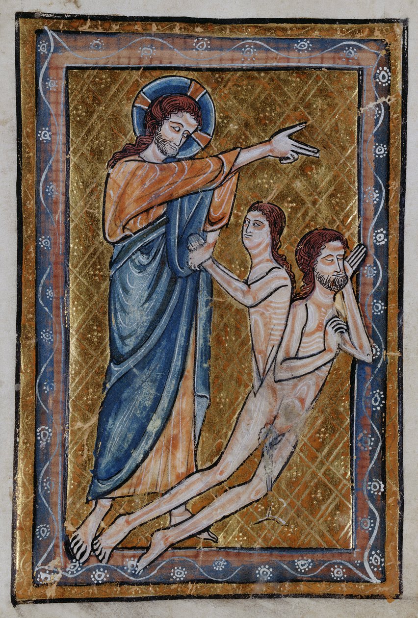 Skapelsen av Adam og Eva fra en bok med bibelbilder, ca. 1250 av William de Brailes  