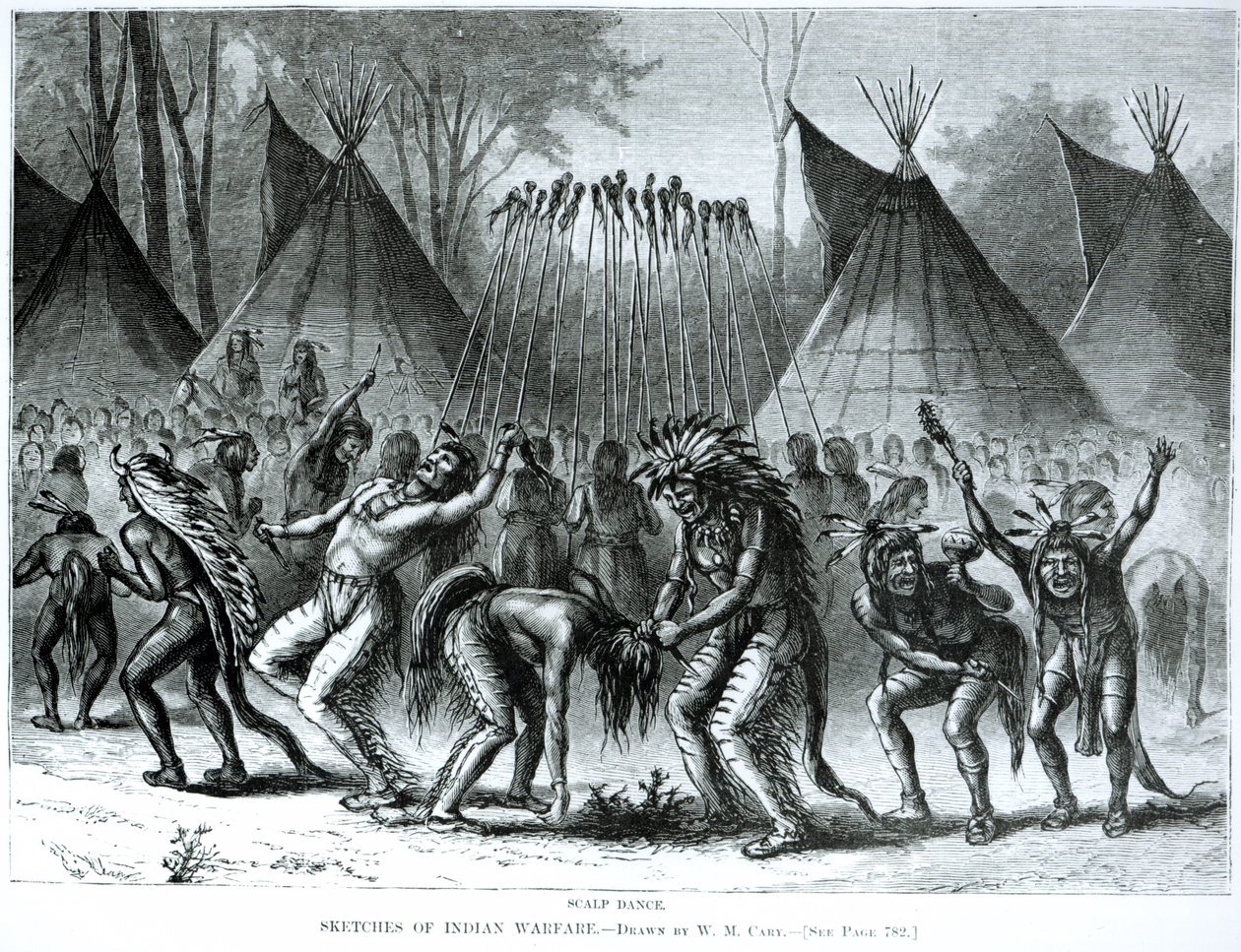 Scalp Dance fra "Sketches of Indian Warfare" av William de la Montagne Cary