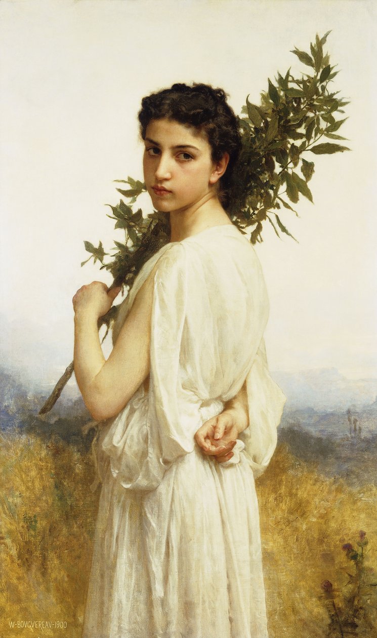 En nymfe som holder en laurbærgren, 1900 av William Adolphe Bouguereau