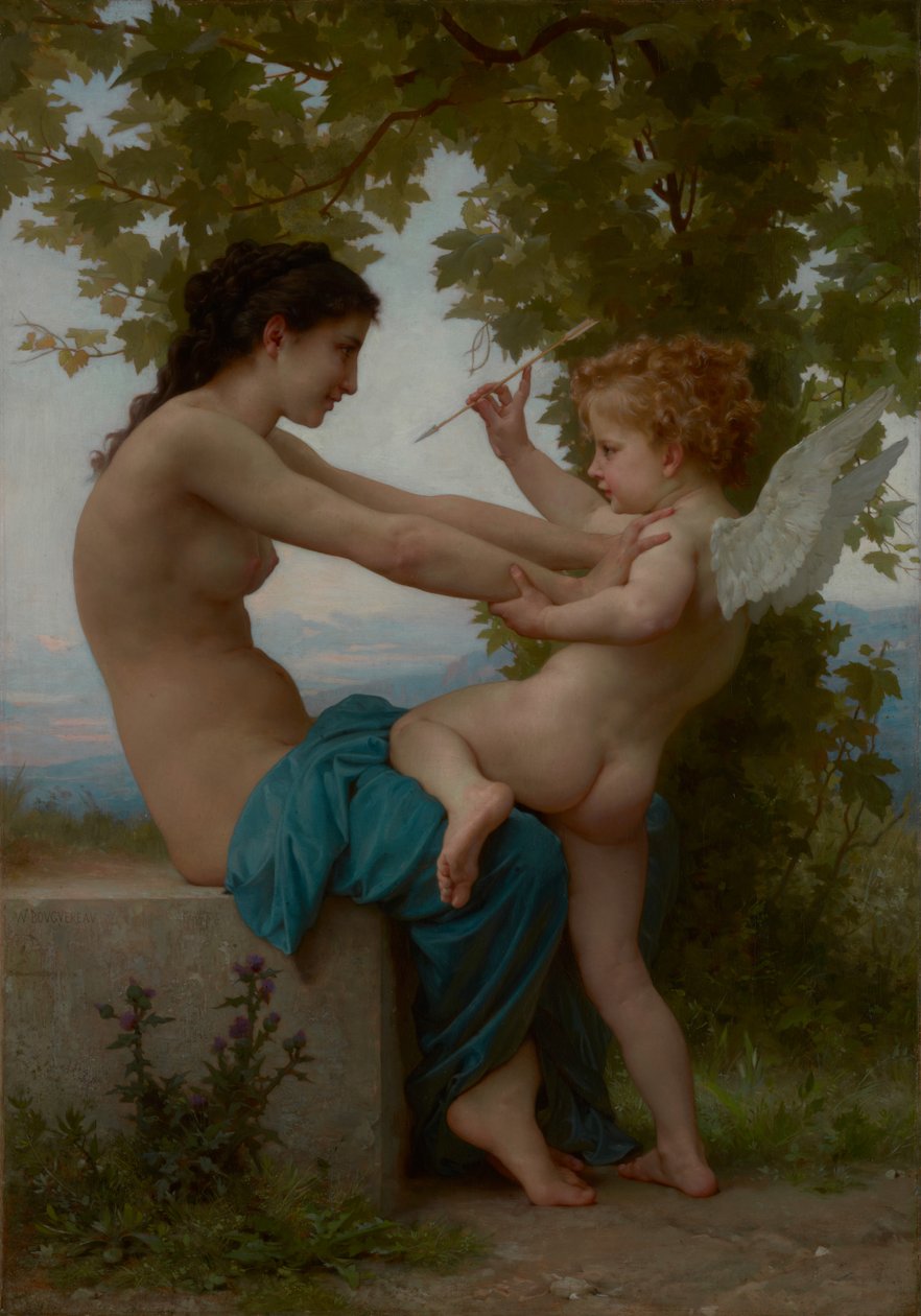En ung jente som forsvarer seg mot kjærligheten av William-Adolphe Bouguereau
