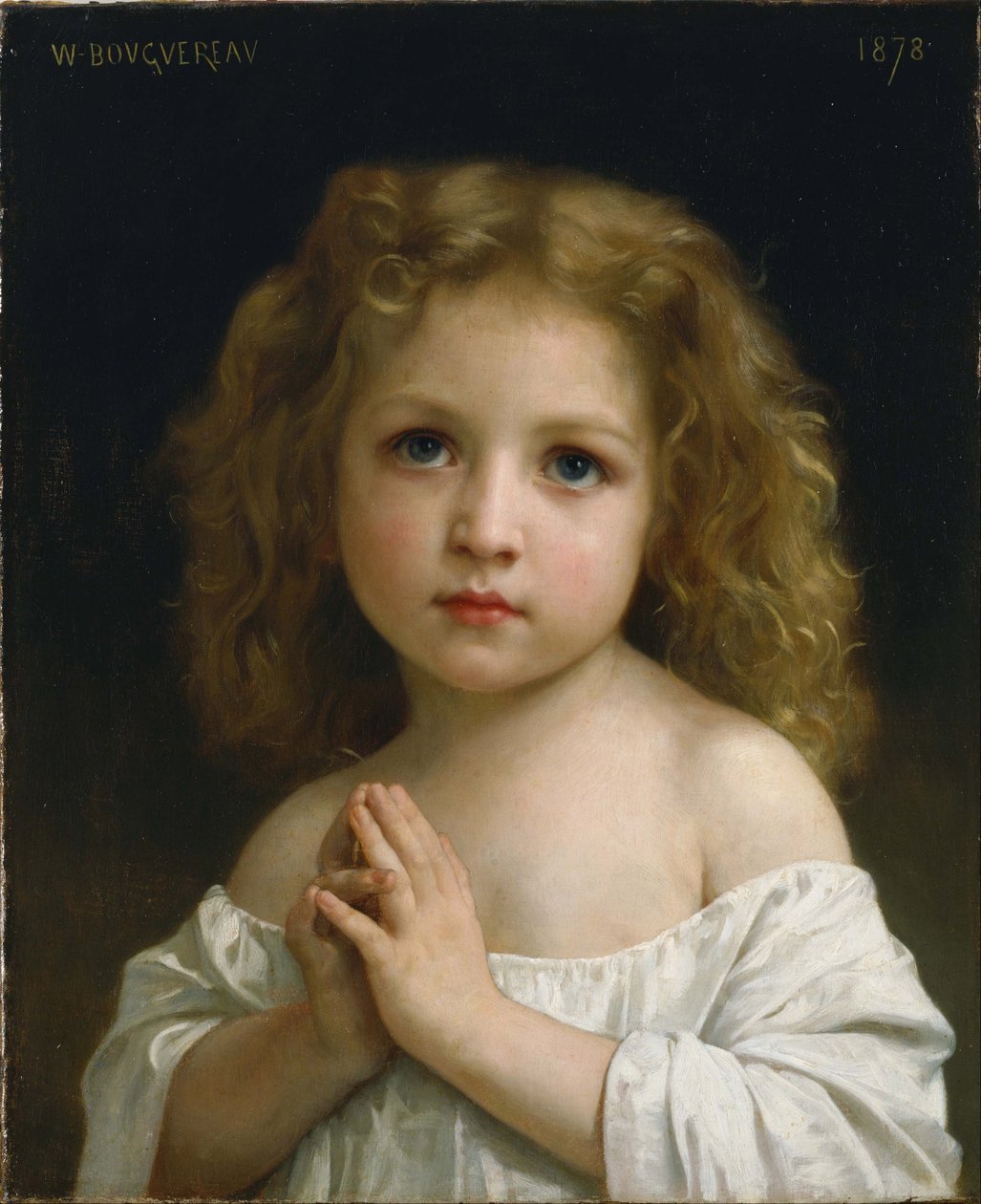 ""Portrett av en liten jente med hender slått i bønn"" Maleri av William-Adolphe Bouguereau (1825-1905) 1878 National Museum of Western Art, Tokyo Japan av William Adolphe Bouguereau