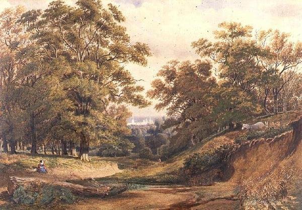 En scene i Bagley Wood nær Oxford (akvarell og kroppsfarge) av Joseph Mallord William Turner