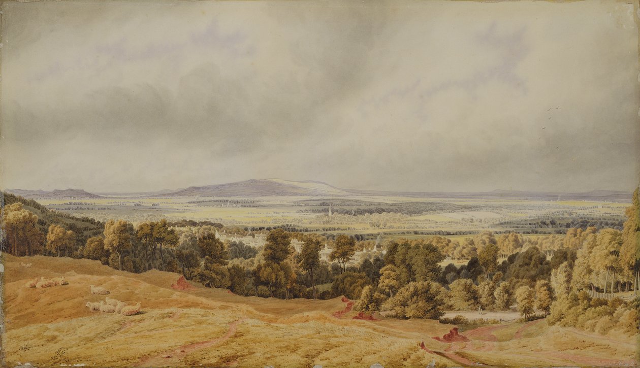Utsikt over Broadway Hill, Worcester (akvarell på papir) av Joseph Mallord William Turner