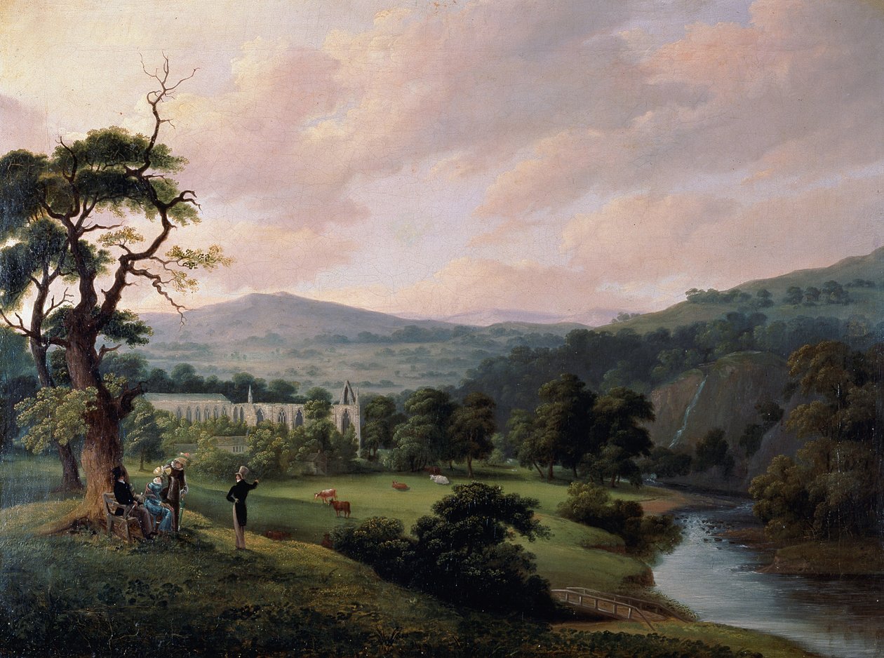 Bolton Abbey fra River Wharfe (akvarell på papir) av Joseph Mallord William Turner