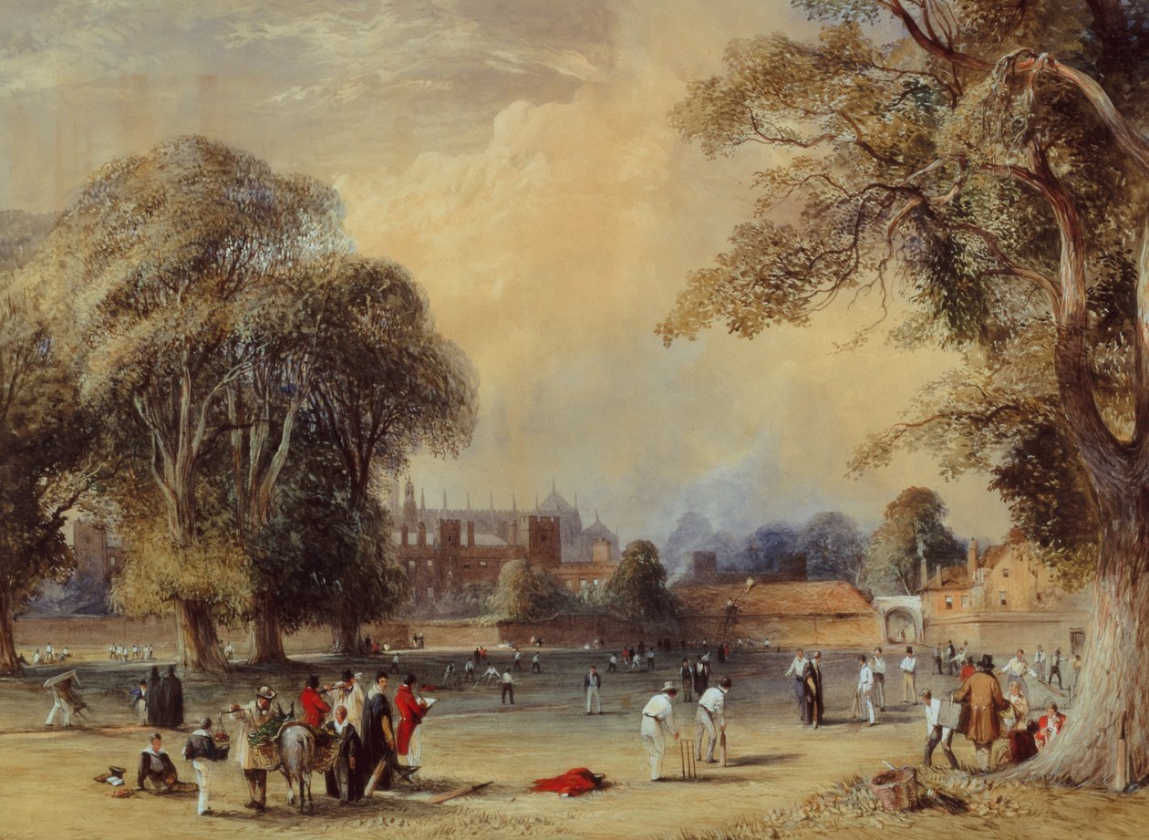 Cricket on the College Field, ca. 1835 (akvarell) av William  Evans