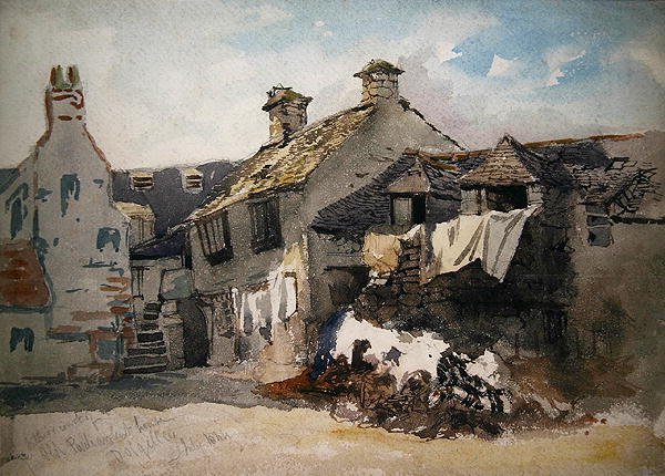 The Interior Court of Old Parliament House, Dolgelley, North Wales (akvarell på papir) av William Evans