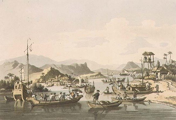 Cochin-Chinese Shipping on the River Taifo, plate 15 fra 