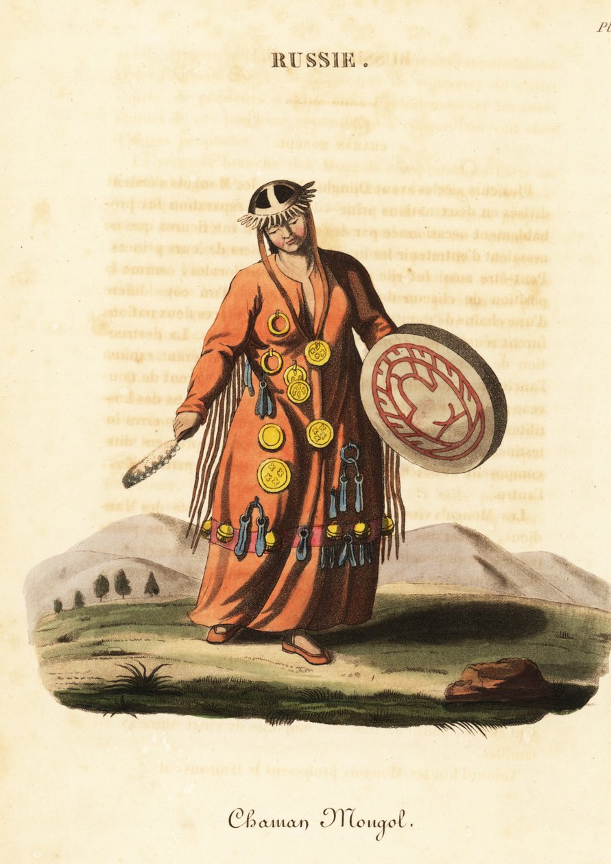 Kvinnelig tryllekunstner eller sjaman, mongolske folk av William (after) Alexander