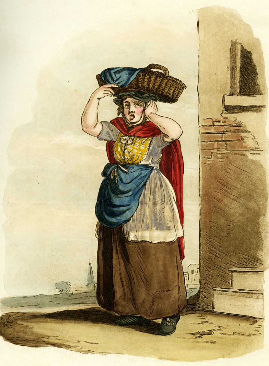 Fiskeselger, England. Engelsk gravering av William (after) Alexander