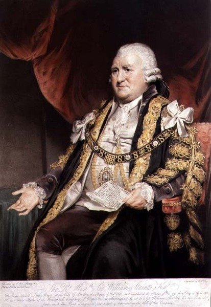 Portrett av Sir William Staines, Lord Mayor of London, gravert og pub. 1804 av William Say (1768-1834) (gravering) av William (after) Beechey