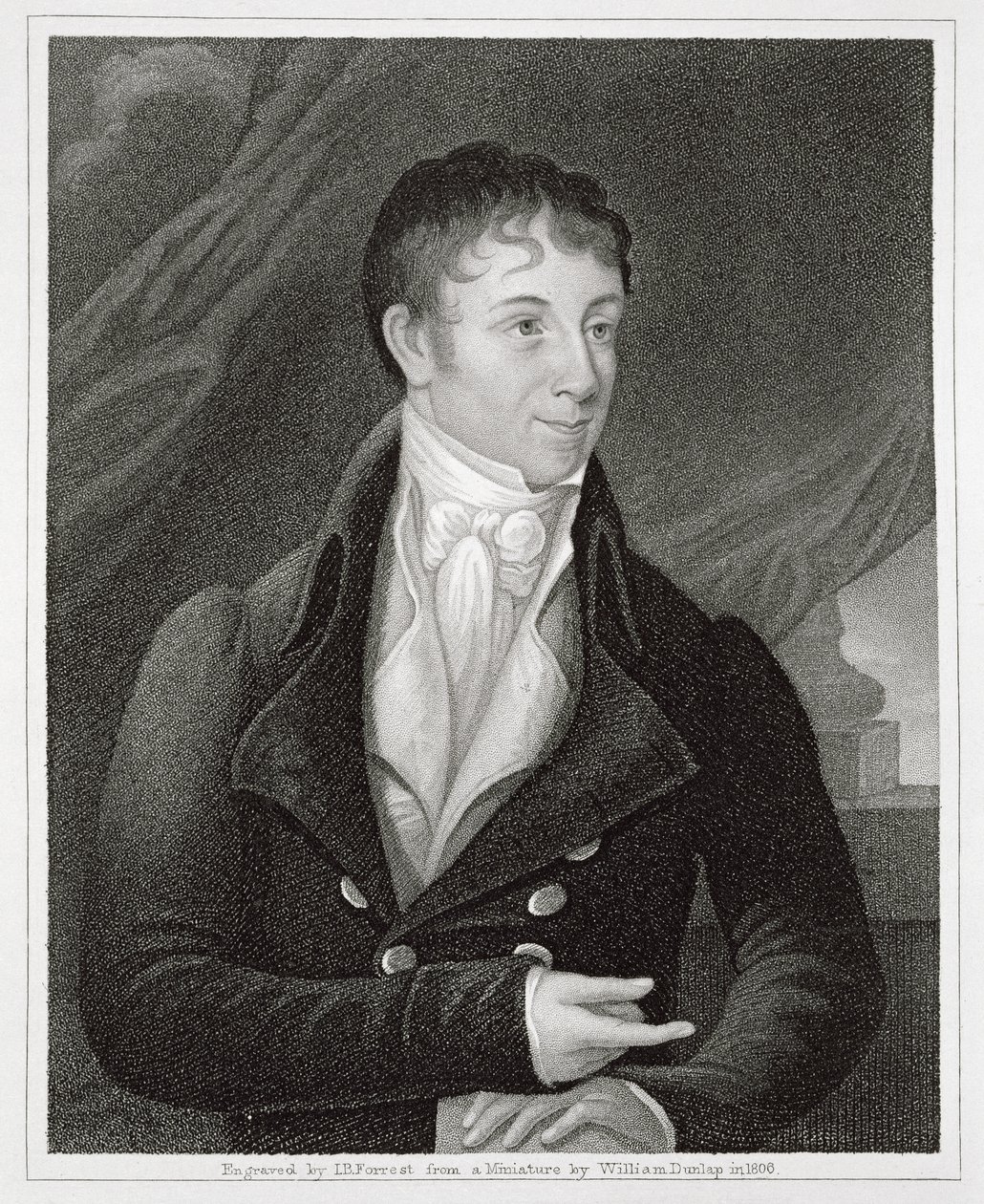 Portrett av Charles Brockden Brown (1771-1810), gravert av John B. Forrest (1814-70) (gravering) av William (after) Dunlap