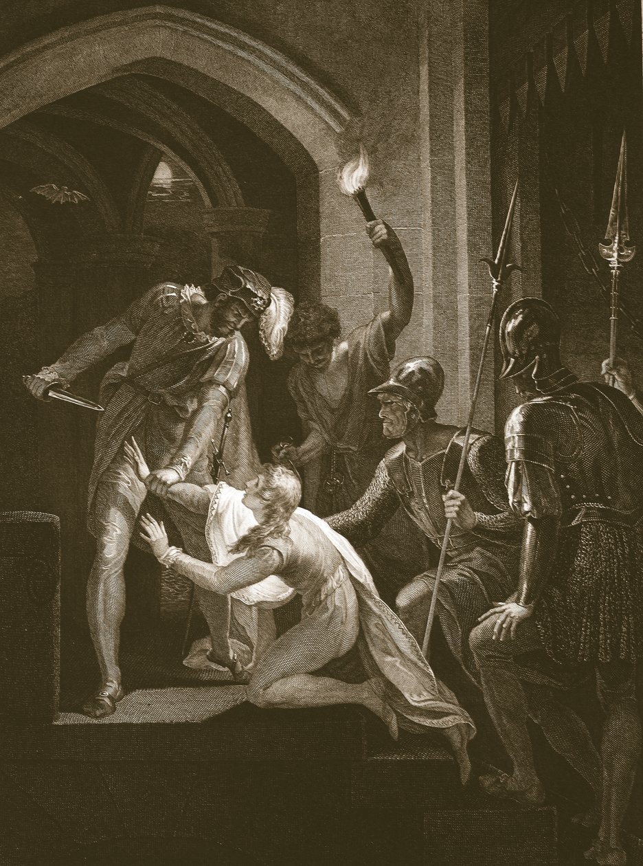 Death of Arthur, gravert av J. Fittler, illustrasjon fra David Humes 