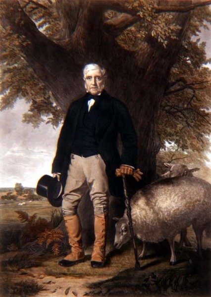 Portrett av Samuel Wiley med premiesau, gravert av J. Andrews av William (after) Hay