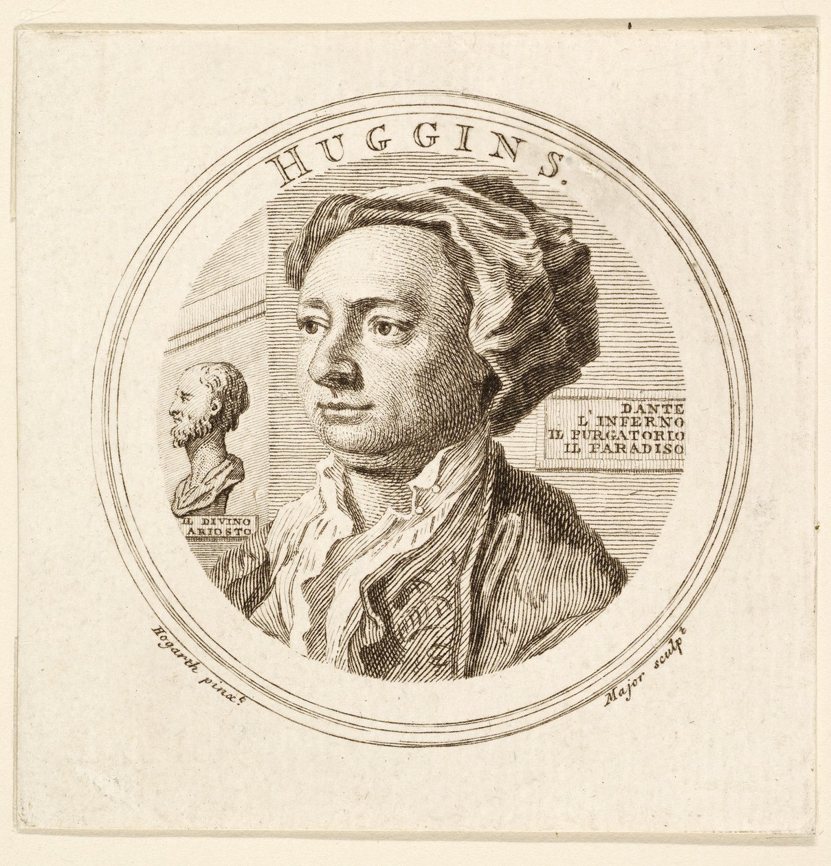Portrett av William Huggins, pub. 1760 (gravering) av William (after) Hogarth