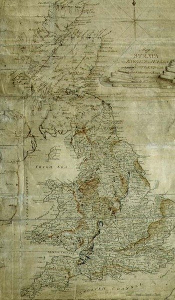 Kart over lag i England, Wales og en del av Skottland, gravert av John Cary, ca. 1802-3 (gravering) av William (after) Smith