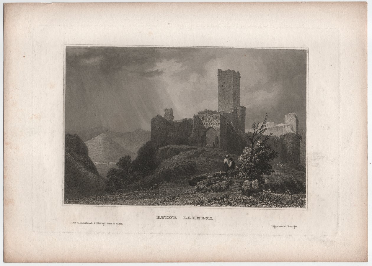 Ruin Lahneck av William (after) Tombleson