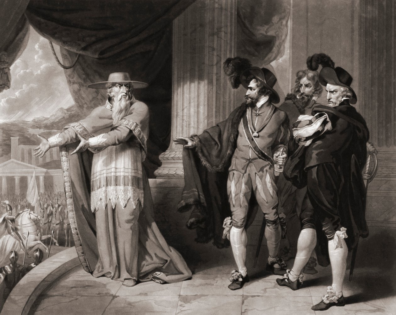 Francisco Jimenez de Cisneros svarer de adelige. (skrive ut) av William (after) Ward
