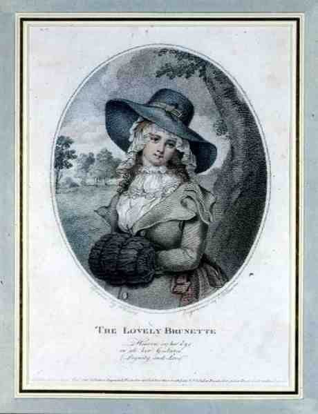 The Lovely Brunette, gravert av E. Williams, pub. av Prattent av William (after) Ward