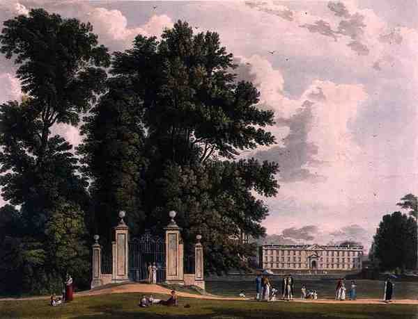 Inngang til Avenue fra Clare Hall Piece (The New Building of Kings), Cambridge, fra 