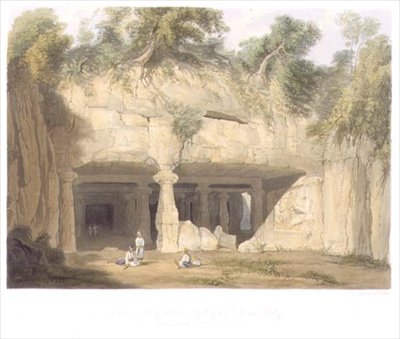 Eksteriør av Great Cave Temple of Elephanta, nær Bombay, i 1803, fra bind II av 